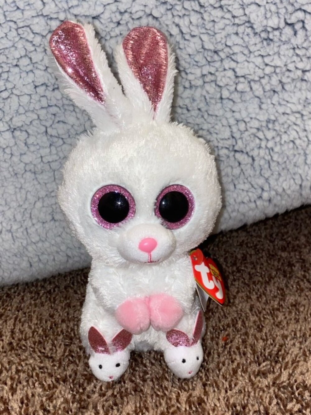 Ty Beanie Boos Slippers the Bunny 6” tip of ears is 8" Birthday May 10th